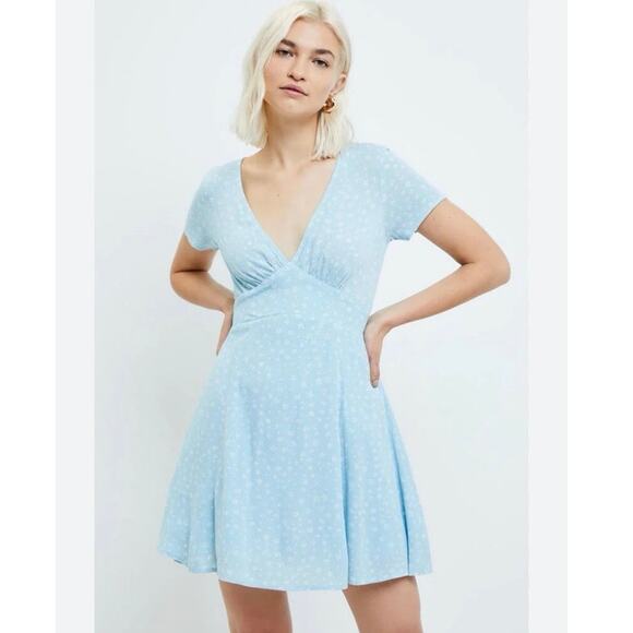 PacSun LA Hearts Blue Floral Bodice Swing Mini Sundress Women’s Size Small - Picture 1 of 6